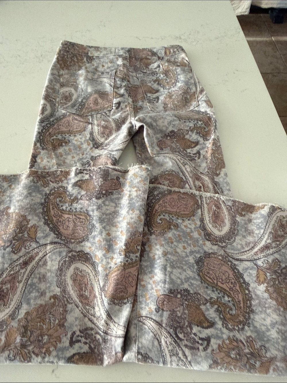 We The Free Paisley Flare Jeans in Gray, Pink & Brown - Picture 6 of 9